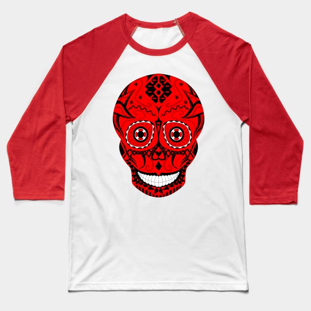 red skull Baseball T-Shirt by jorge_lebeau